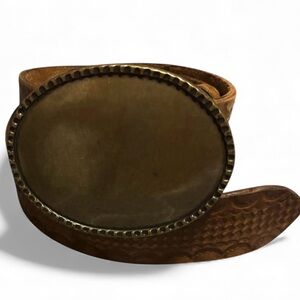 We The Free Brown Leather Belt with Bronze Buckle